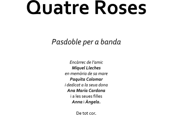 Portada de "Quatre Roses"
