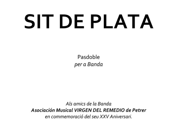 Portada del pasdoble "Sit de plata"